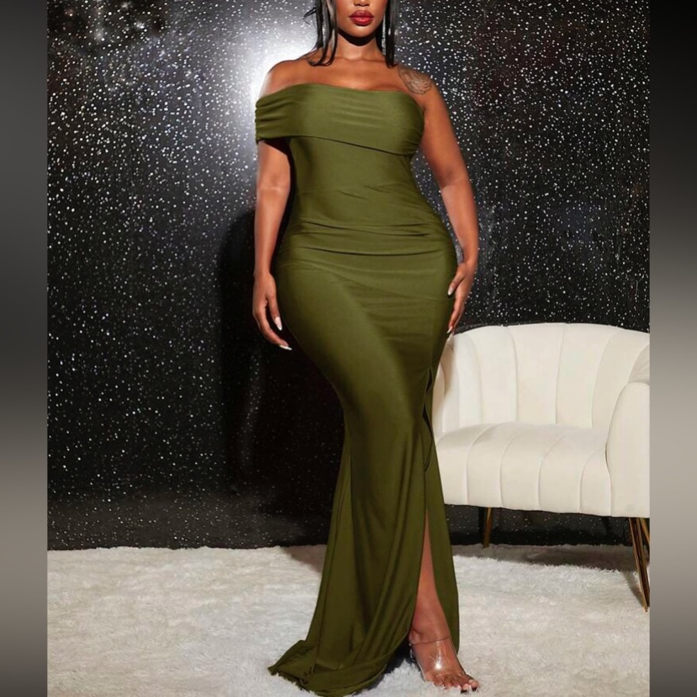 Luxe one shoulder split thigh party dress